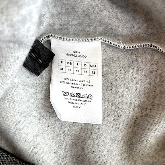 🌸 NWT Christian DIOR Cashmere & Lamb Wool Sheath Dress Grey Cream size 12 - Picture 7 of 11